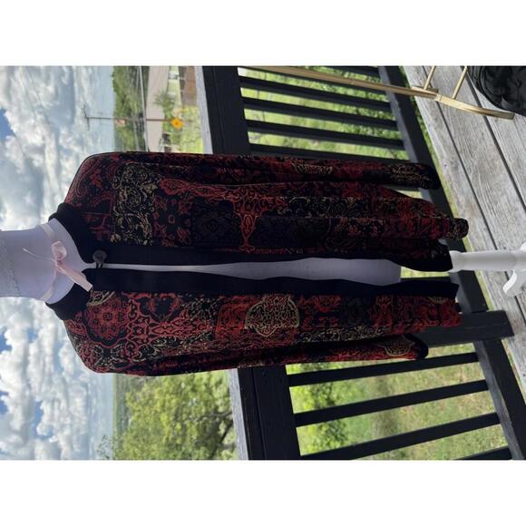 Coldwater Creek -Black and Red Patterned Kimono Cardigan Size M-L - Picture 1 of 6